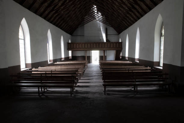 istock Abandoned church in old ghost town 1363596713