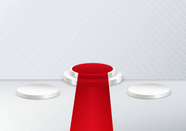 istock Display product podium scene. Abstract studio room 3D product pastel white background with wall scene. Award winners. Pedestal or platform for honoring prize winners. 1363599474