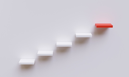 Normal white ladder to red ladder for dream to success and next step concept by 3d rendering technique.