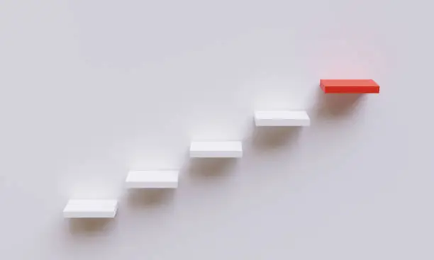 Photo of Normal white ladder to red ladder for dream to success and next step concept by 3d rendering technique.