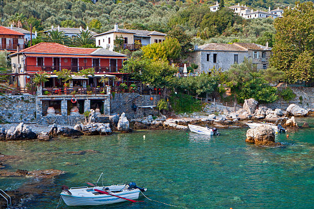 Village of Damouchari at Pelion in Greece Greek scenic fishing village at Damouchari of Pelion in Greece pilio greece stock pictures, royalty-free photos & images