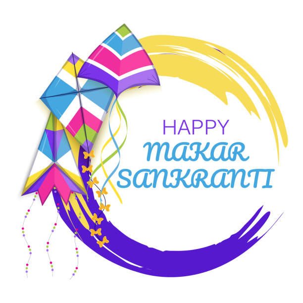 istock Happy Makar Sankranti vector. Hindi greeting card for web, social net. Makar Sankranti concept 1363603422