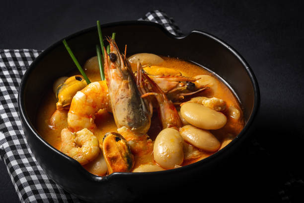 istock Homemade bean stew with prawns and mussels 1363603705