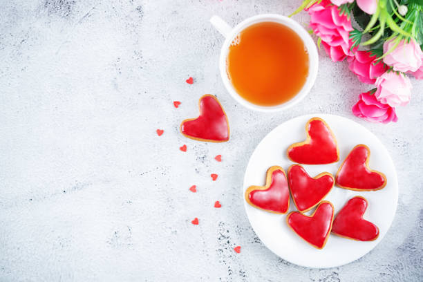 istock Heart shape sugar cookies with red glaze for Valentine's Day 1363604919