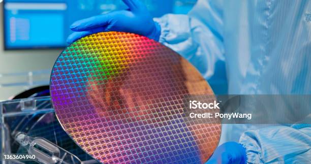 Technician With Wafer Stock Photo - Download Image Now - Semiconductor, Computer Wafer, Wafer