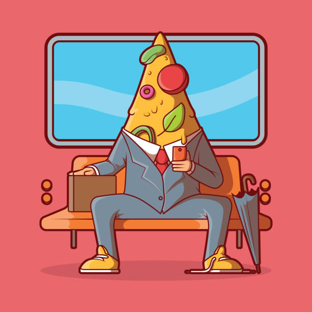 ilustrações, clipart, desenhos animados e ícones de pizza slice montando a ilustração vetorial do metrô. - europe transportation subway station underground