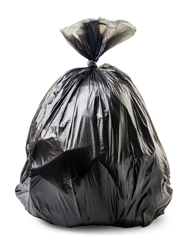 Garbage bag close-up on a white background. Isolated
