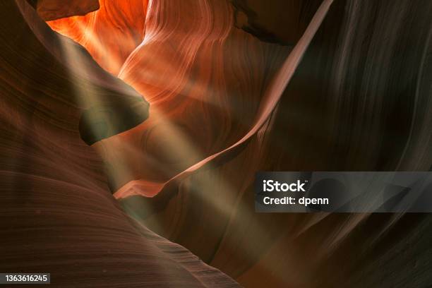Sunbeams Lower Antelope Slot Canyon Stock Photo - Download Image Now - Wilderness, Antelope Canyon, Textured