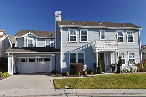 istock Single family house two storys with driveway 136361709