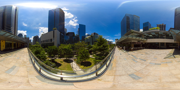 January 5 2020: A Manila city with skyscrapers, modern buildings. Bonifacio Global City. Travel vacation concept. 360VR.