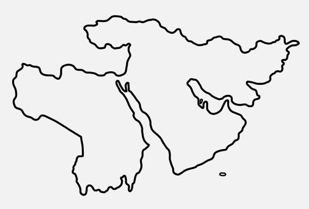 doodle freehand drawing of middle east map. doodle freehand drawing of middle east map. vector illustration. israel egypt border stock illustrations