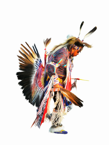 digital painting of a Native American Indian pow-wow dancer in full regalia