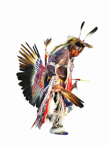 Sundancer - Digital Painting digital painting of a Native American Indian pow-wow dancer in full regalia pow wow stock illustrations