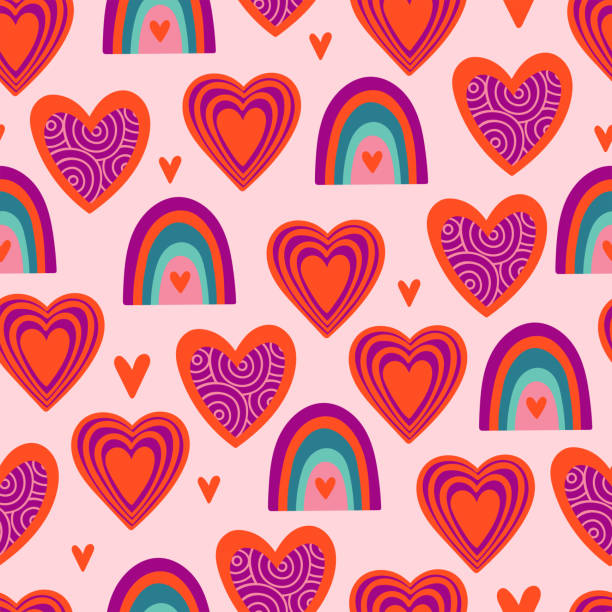 Seamless pattern for Valentines day with cute heart shape. Childish print for cards, wrapping paper, textile and backgrounds. vector art illustration