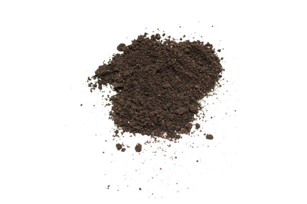 istock Black land for plant isolated on white background. 1363621005