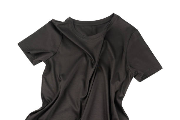 istock A black t shirt isolated on a white background. 1363621045