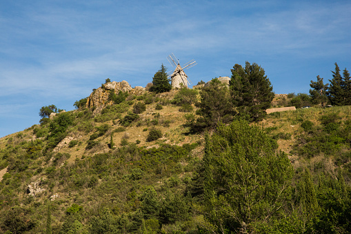 Cucugnan Village and its Windmill in Corbières Region France