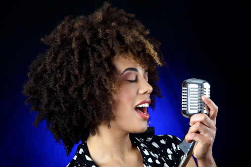 retro style young woman  singing
