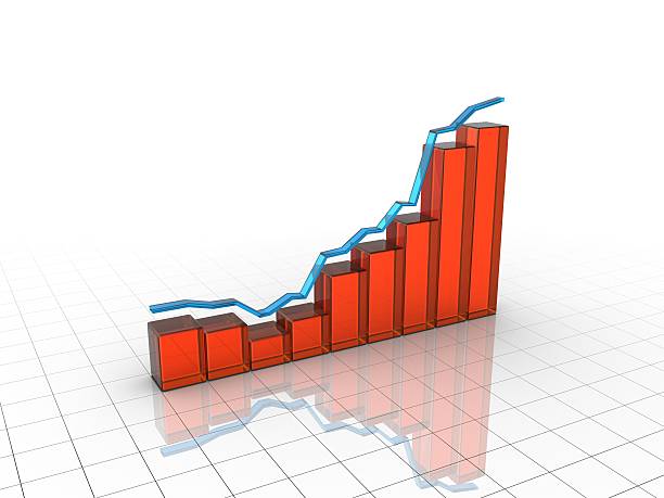 Three-dimensional graph to growth stock photo