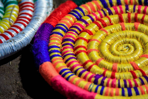 Traditional Bright African Souvenirs in Simien Mountains selling by the local people, Northern Ethiopia