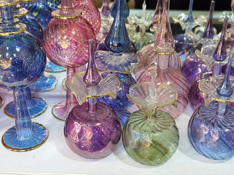 glass art in different colors as decoration