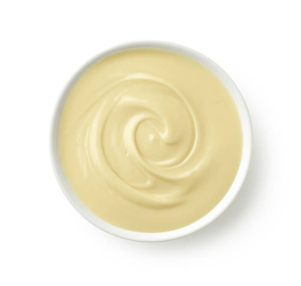 istock Bowl of melted white chocolate isolated on white background 1363627731