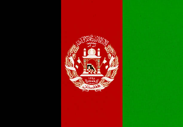 Flag of Afghanistan. Afghanistan flag on fabric surface. Afghan national flag on textured background. Afghan state flag 3D illustration. Fabric Texture. Islamic Emirate of Afghanistan. The Taliban