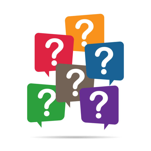 question mark, frequently asked questions vector icon. information speech bubble symbol, help message - questions stock illustrations