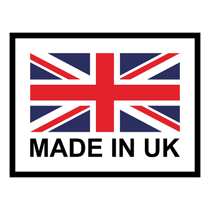 Made in UK seal, product tag label sign, sticker quality stamp vector illustration .