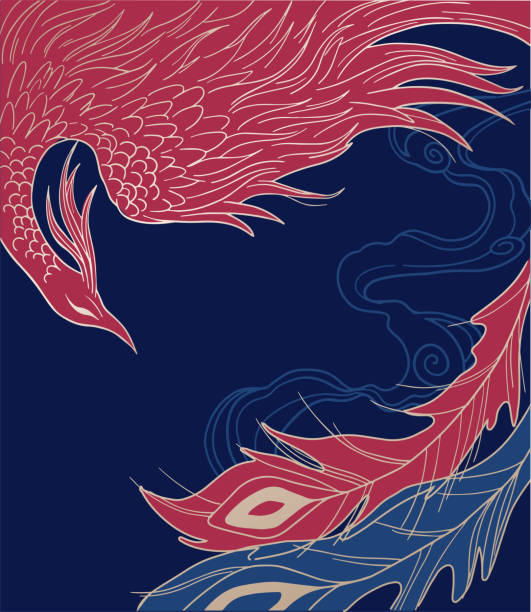조류 피닉스 펑황 - china phoenix vector chinese culture stock illustrations