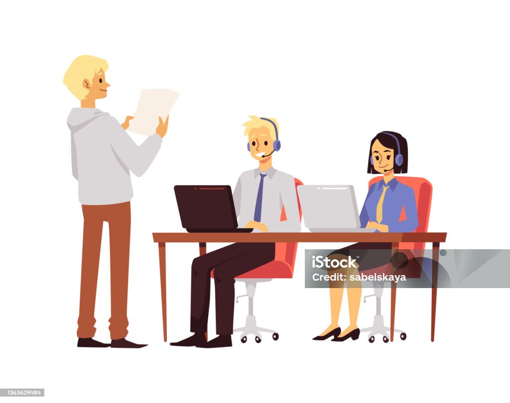 Customer Crew Vector Customer Service Online Support Team Flat Vector Illustration Isolated ...