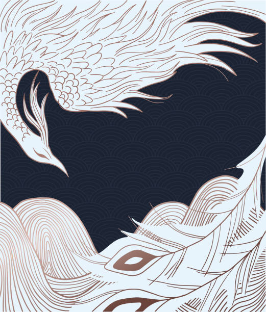 신화 조류 피닉스 펑황 - china phoenix vector chinese culture stock illustrations