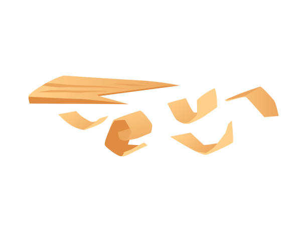 ilustrações de stock, clip art, desenhos animados e ícones de wood sawdust and shavings icons set, flat cartoon vector illustration isolated. - shavings