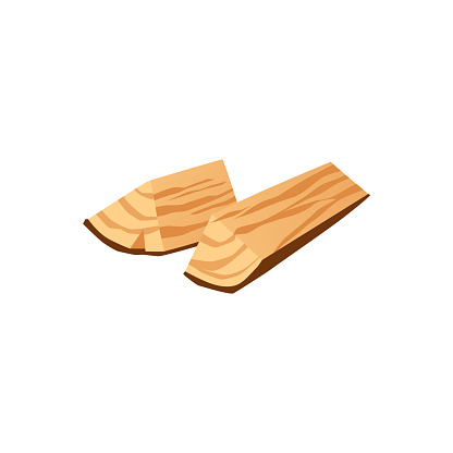 Split logs of tree trunk, cartoon flat vector illustration isolated on white background. Lumber and wood products, woodcuting materials icon or symbol.