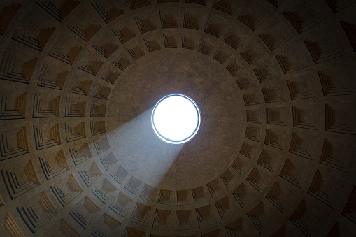 View to the roof of the pantheon in Rome, Italy