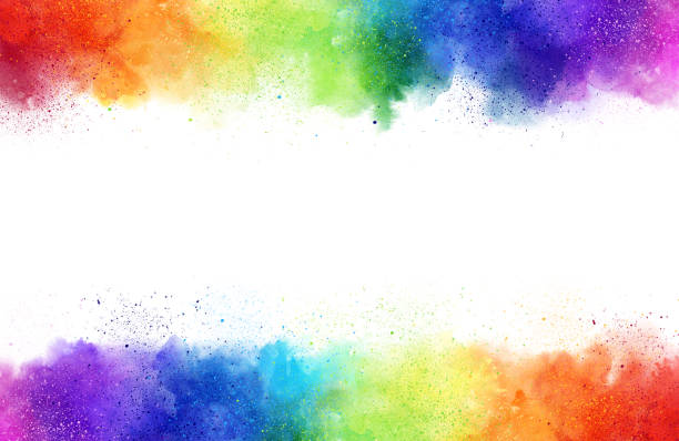 istock Rainbow watercolor frame background on white. Pure vibrant watercolor colors. Creative paint gradients, fluids, splashes and stains.  Creative design background. 1363632073