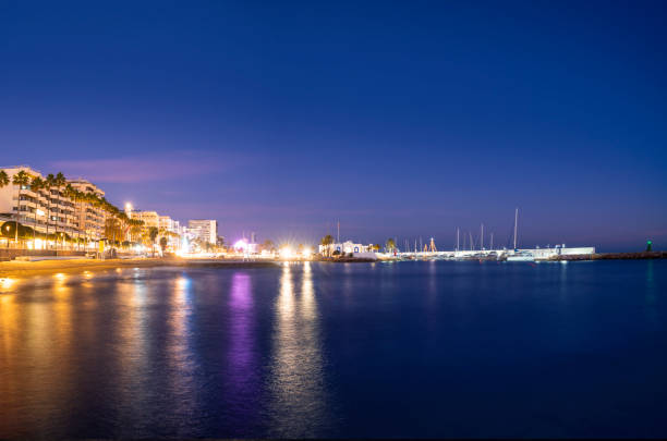 istock Marbella sunset beach in Playa del Faro Lighthouse beach in Mala 1363637486