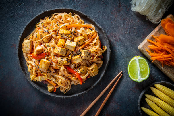 Pad thai vegetarian plant based Asian recipe from Thailand