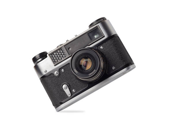 istock Black vintage photo camera isolated on white background. 1363640170