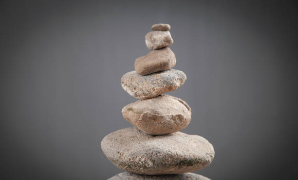 istock Balance stones on grey background. 1363644626