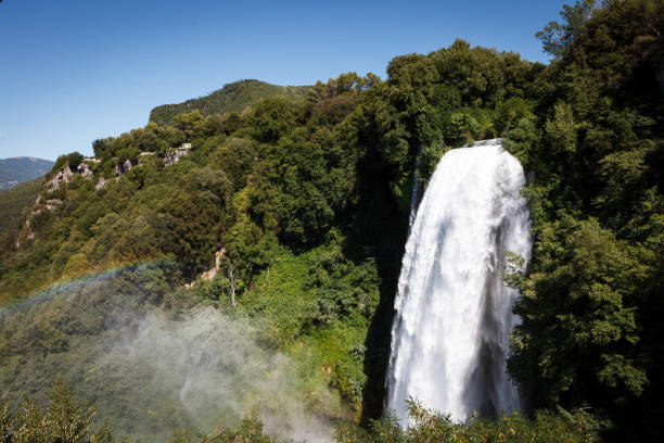 View to the Cascata Delle Marmore located near Terni in Umbria, Italy