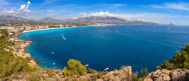 Altea, Calpe and Alfas del Pi, Albir panoramic view from Serra Gelada beautiful Costa Blanca in Alicante of Spain