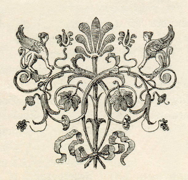 Art nouveau design element for decoration sphinx and leaves drawing 1898
Original edition from my own archives
Source : 1898 Velhagen Monatsheft