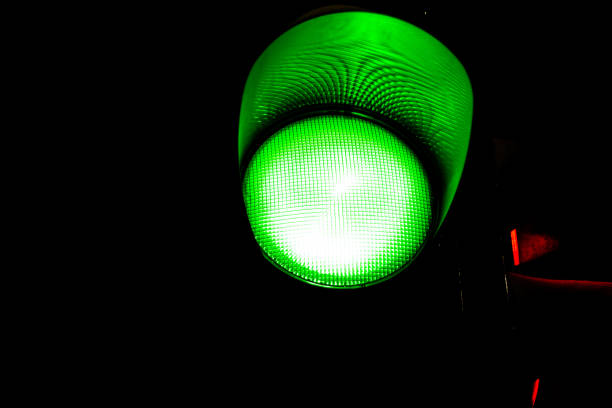 istock Green traffic light in evening 1363656611