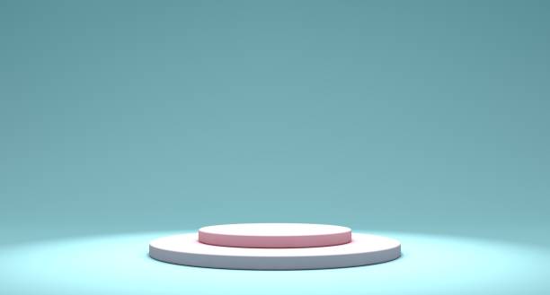 istock Pink and blue blank scene, empty product stand, empty stage for product presentation 1363658211