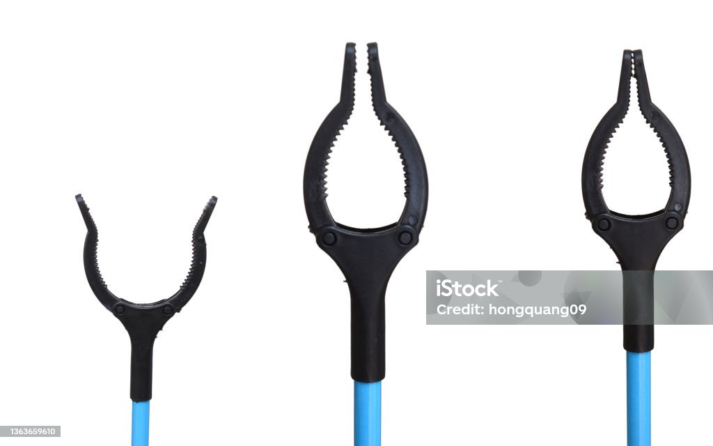 reach extender on a white background Closeup of reach extender on a white background Grabber Tool Stock Photo