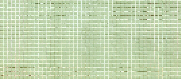 Small light green  tiles. Retro style background, gresite, full frame view.
