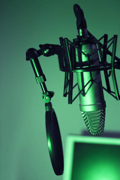 istock Professional microphone suspended in the air 1363667134