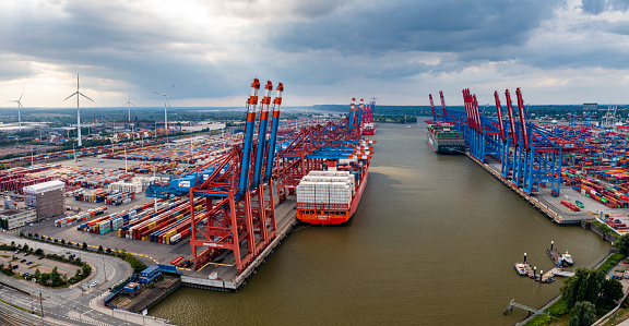 Large oil tanker ship - port of Rotterdam - Maasvlakte