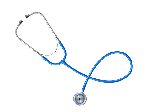 Medical stethoscope realistic icon. Diagnostic tools for doctor healthcare, checkup of pulse, heartbeat and breath isolated on white background. Vector illustration